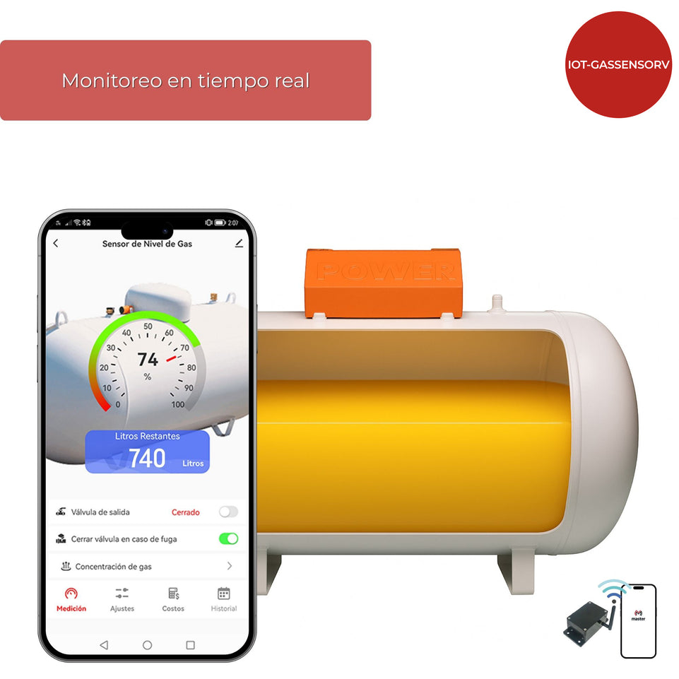 Sensor / Medidor Inteligente de Gas para Tanque Estacionario WiFi IP67 con Válvula Electrónica | IOT-GASSENSORV