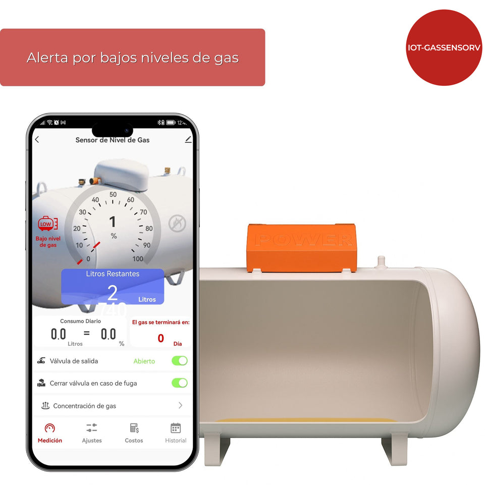 Sensor / Medidor Inteligente de Gas para Tanque Estacionario WiFi IP67 con Válvula Electrónica | IOT-GASSENSORV