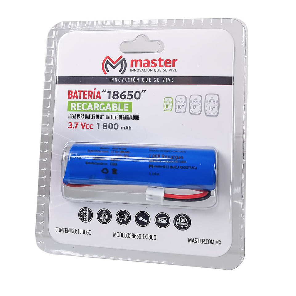 Batería Recargable 18650 de Litio 1800mAh – Unidad