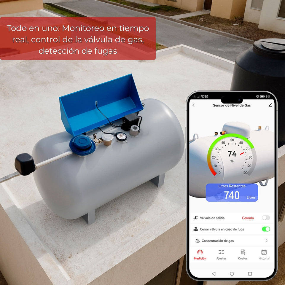 Sensor / Medidor Inteligente de Gas para Tanque Estacionario WiFi IP67 con Válvula Electrónica | IOT-GASSENSORV