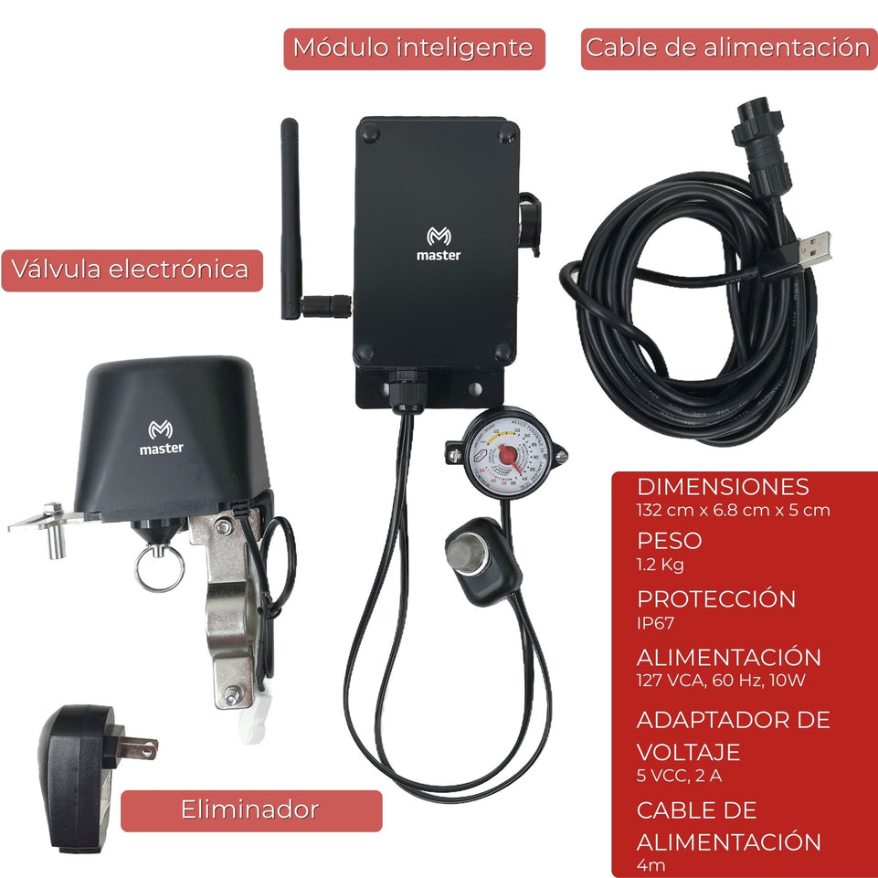 Sensor / Medidor Inteligente de Gas para Tanque Estacionario WiFi IP67 con Válvula Electrónica | IOT-GASSENSORV