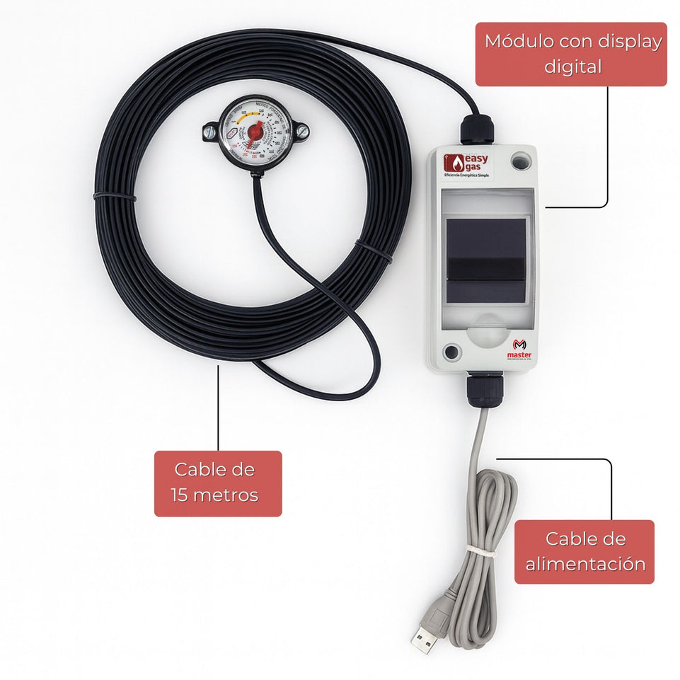 Sensor Medidor Digital de Gas para Tanque Estacionario Pantalla Integrada y con Alarma | EASY-GAS