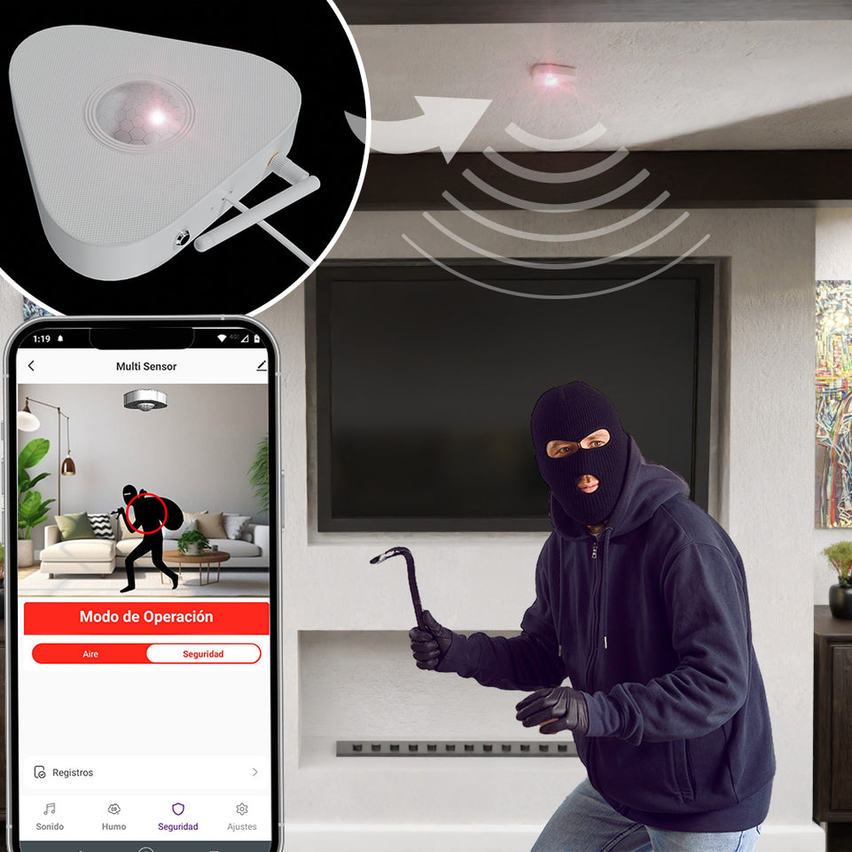 Controlador de Ambiente Inteligente 7 en 1 Sensor Medidor de Humo, CO, Gas, Movimiento, Sonido e Infrarrojo | IOT-CONTROL7