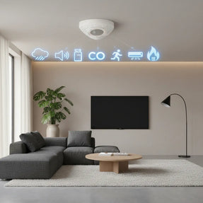 Controlador de Ambiente 6 en 1 con Sensores de Movimiento, Gas, Humo, Ruido, CO y Control de A/C | IOT-6IN1