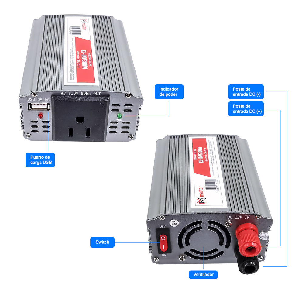 Inversor de voltaje, 300 Watts | EL-INV300W