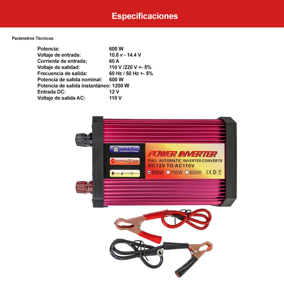 Inversor de voltaje, 600 W | EL-INV600W