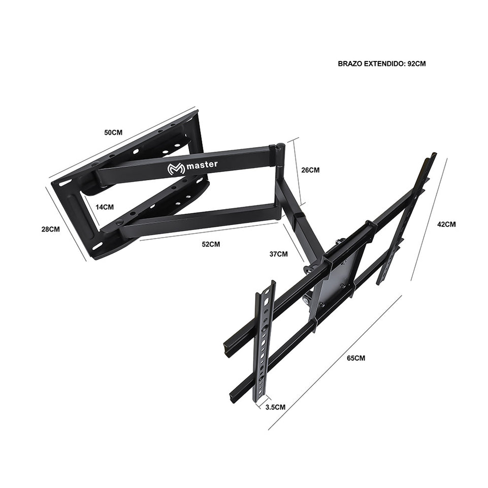 Soporte Móvil con brazo para TV y Pantallas 40”–75” | Altura Ajustable y Base de Acero | HO-ARML90