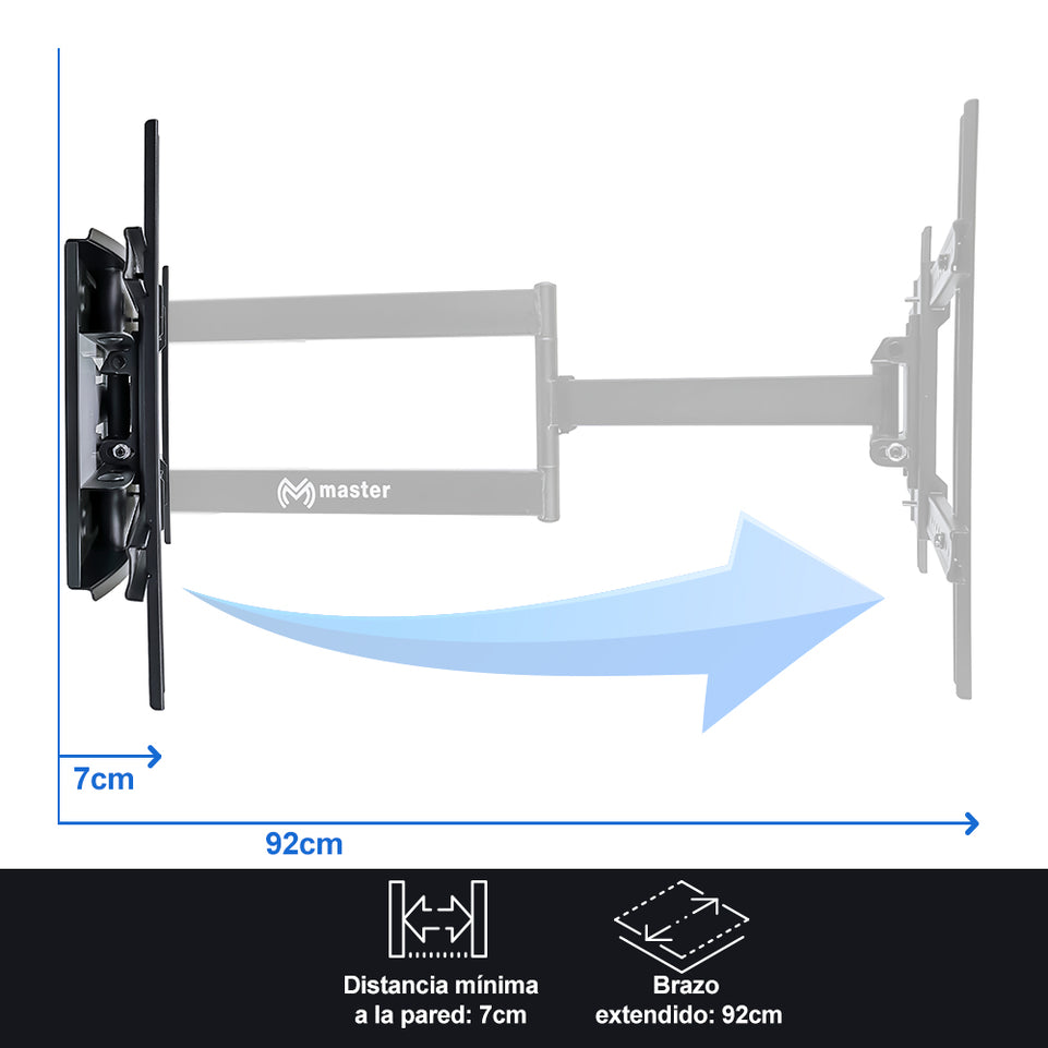 Soporte Móvil con brazo para TV y Pantallas 40”–75” | Altura Ajustable y Base de Acero | HO-ARML90