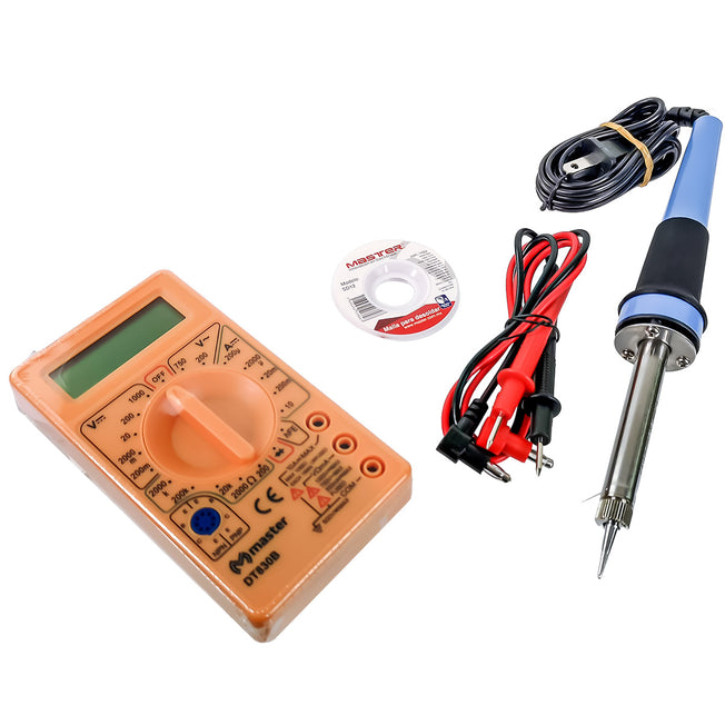 Kit de Soldadura HOME-KIT con Cautín, Multímetro Digital y Base HOME-KIT