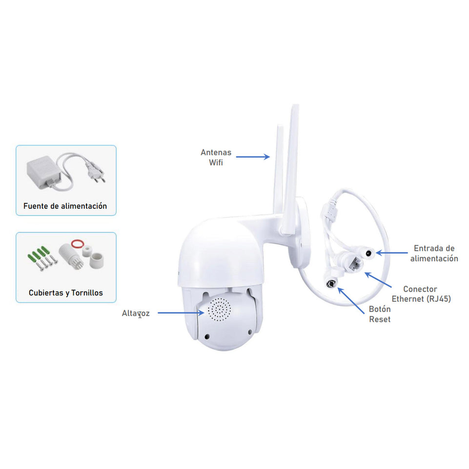 Cámara de Vigilancia Inteligente PTZ con Visión Nocturna y Control por App | IOT-PTZCAM