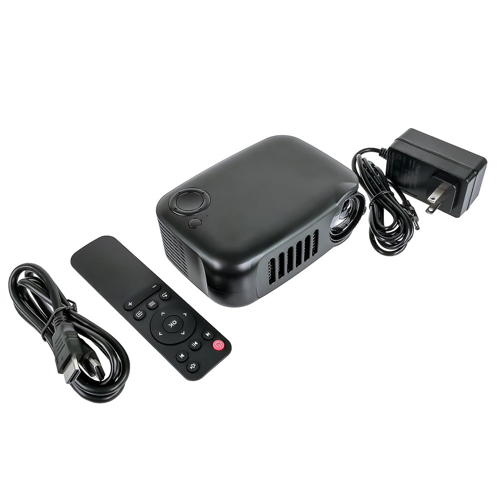 Mini Proyector Portátil, 1080P Full HD con Pantalla de 80-100″, Home Theater Compatible con HDMI,USB,Laptop,Audio,Tarjeta TF, DC o Powerbank Cargado -  MC-PROY