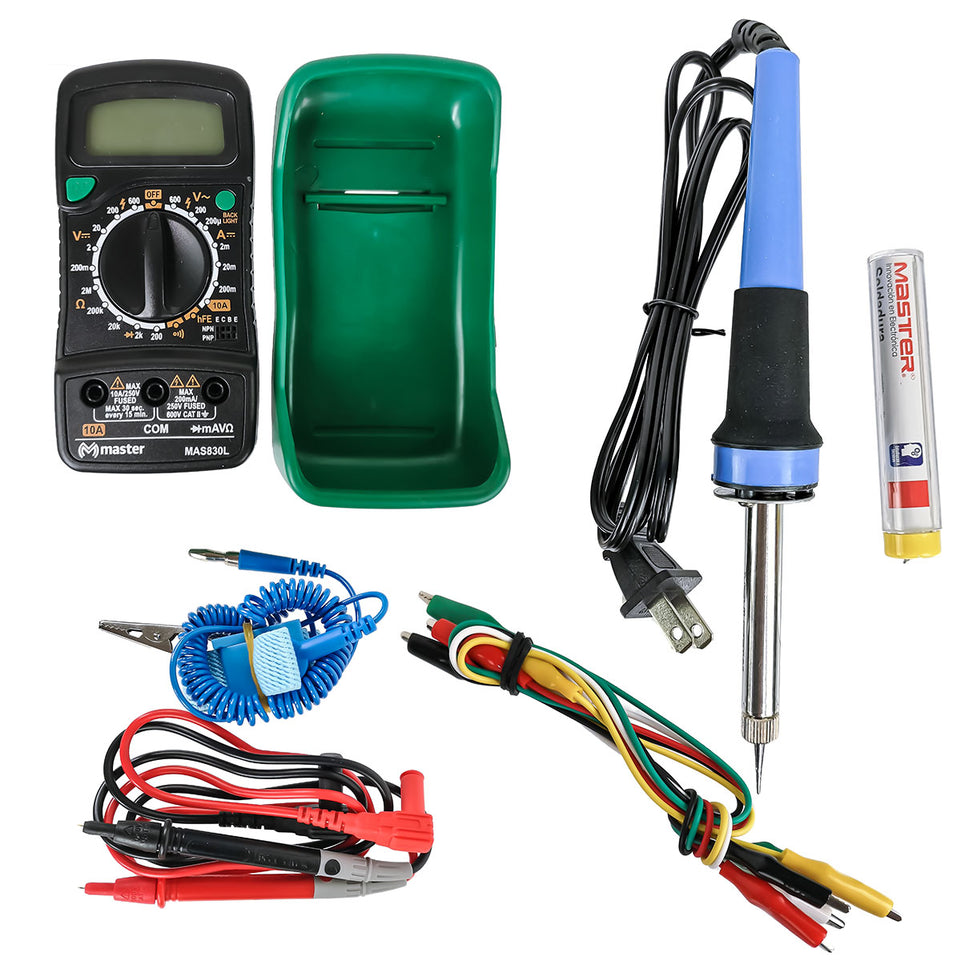 Kit Profesional de Soldadura con Cautín de Precisión y Multímetro Digital