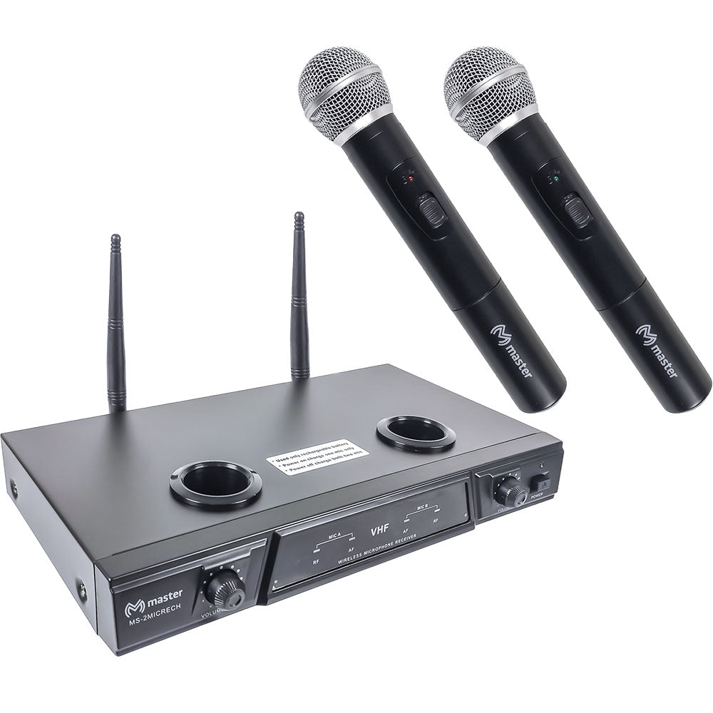 Sistema de 2 micrófonos inalámbricos con receptor VHF S