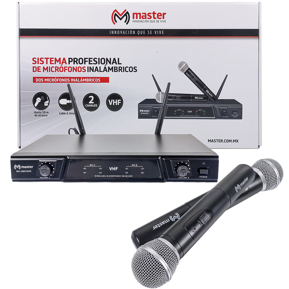 Sistema profesional con 2 micrófonos inalámbricos VHF