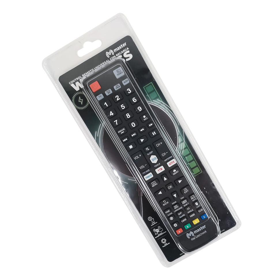 Control Remoto Universal Recargable RM-UNICHAR | Sin Pilas y Ecológico