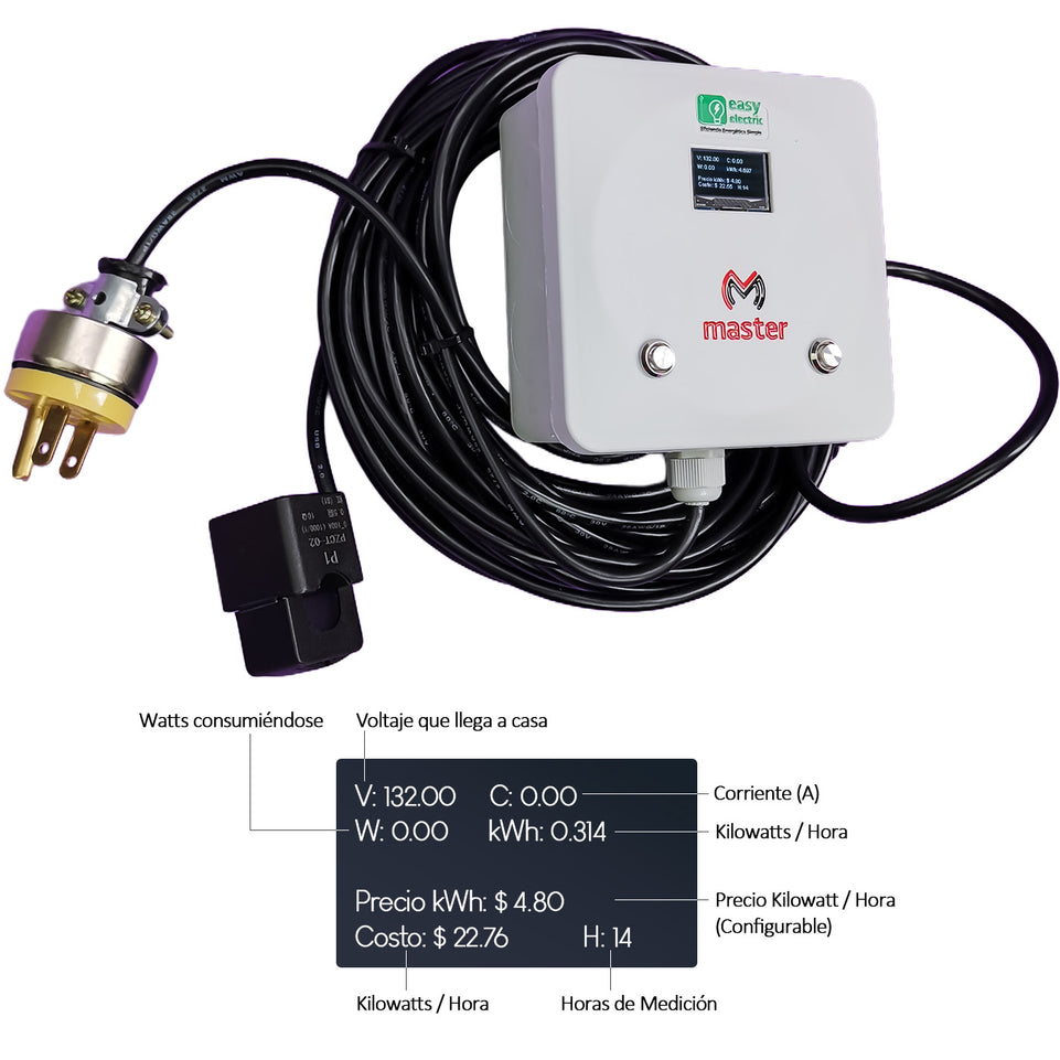 Sensor Medidor Digital de Consumo Eléctrico con Pantalla Integrada y Ajuste de Tarifa | EASY-ELECTRIC
