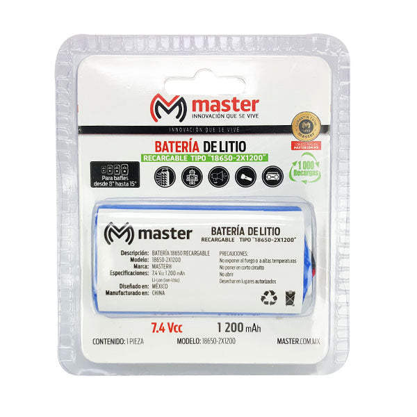 Batería recargable de Litio | 18650-2X1200