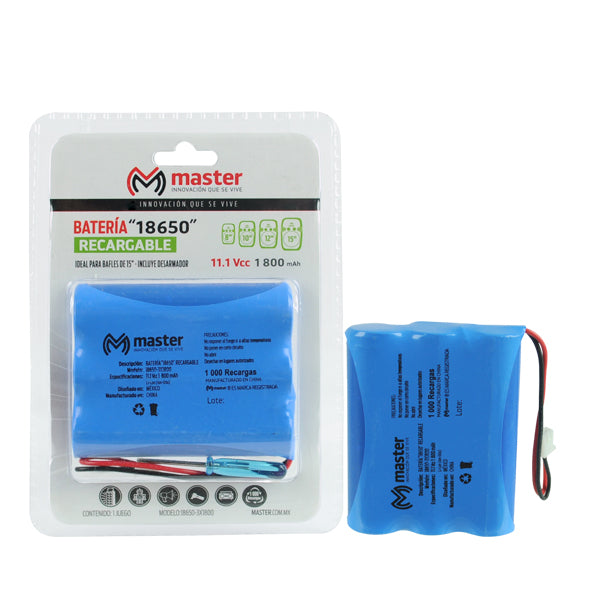 Baterías Recargables 18650 (Triple) 1800mAh – Pack con 3 Piezas