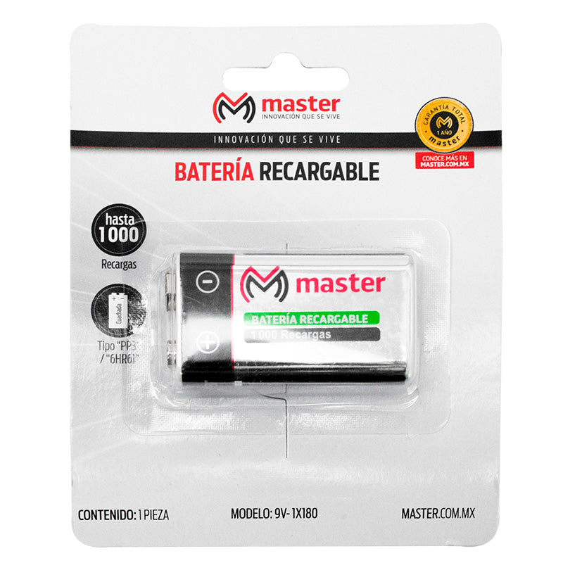 Batería Recargable 9V 180mAh NiMH – Tipo Cuadrada