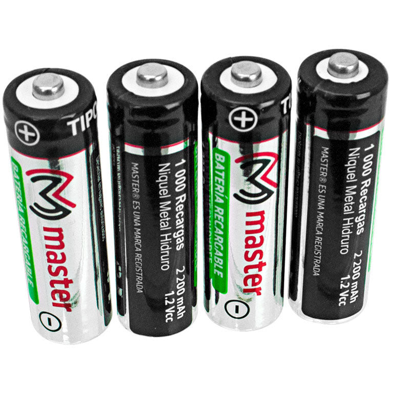Baterías Recargables AA 2200mAh NiMH – Pack con 4 Piezas