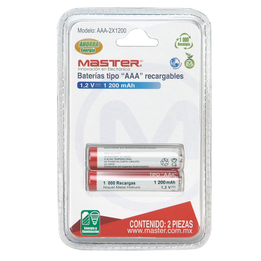 Baterías Recargables AAA 1.5V 1200mAh NiMH – Pack con 2 Piezas