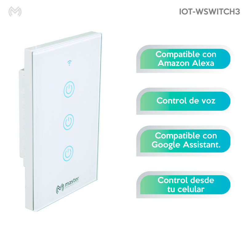 Interruptor Inteligente WiFi con 3 Apagadores | IOT-WSWITCH3