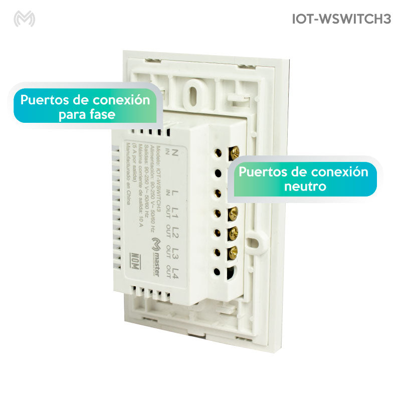 Interruptor Inteligente WiFi con 3 Apagadores | IOT-WSWITCH3