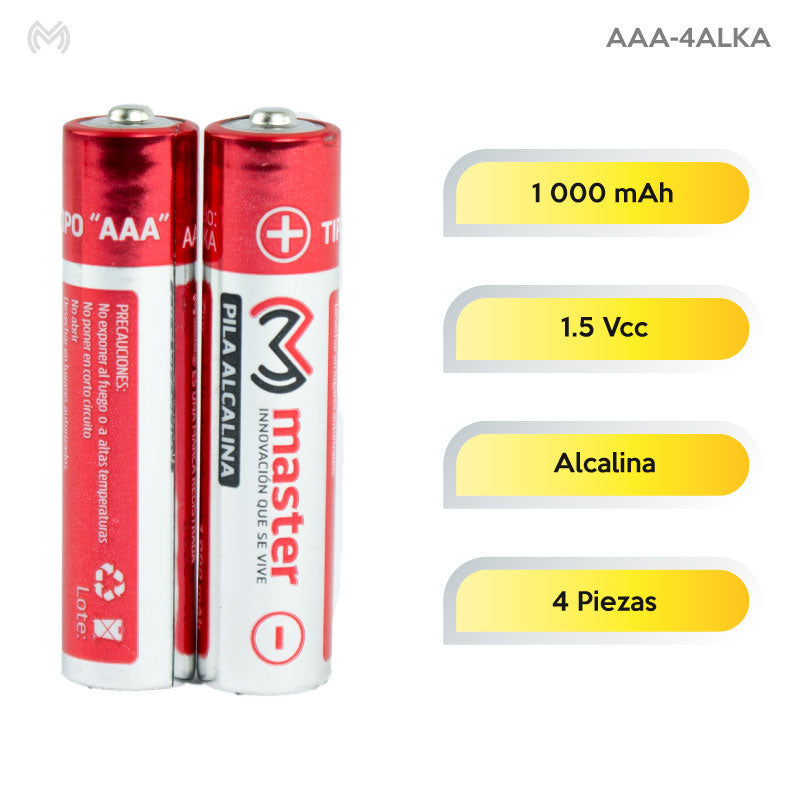 Baterías AAA Alcalinas – Pack con 4 Piezas