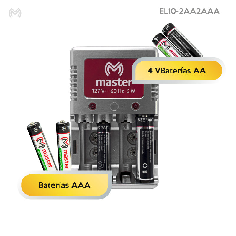 Cargador de Baterías AA, AAA y 9V – 6W