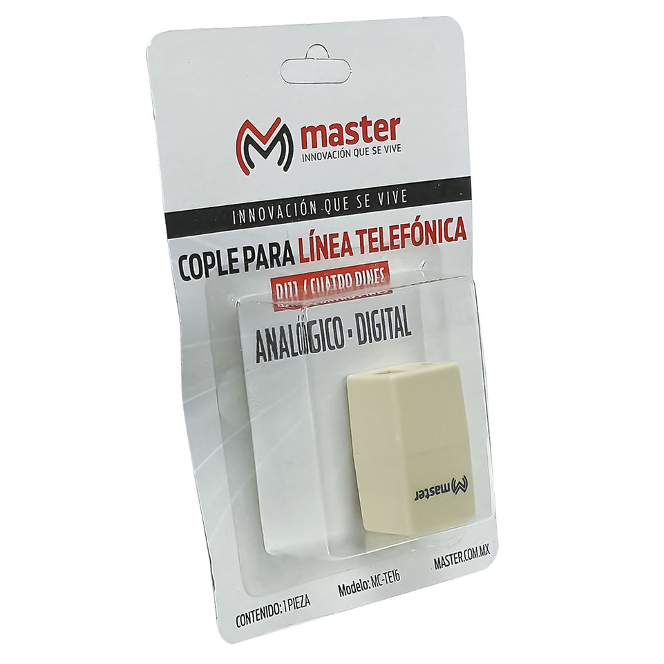 Cople de Línea Telefónica RJ11 | Conector 6P4C, Compatible con Teléfonos Fijos y Extensiones | MC-TE16