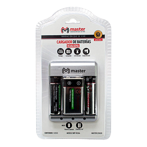 Mini Cargador de Baterías AA y 9V Portátil