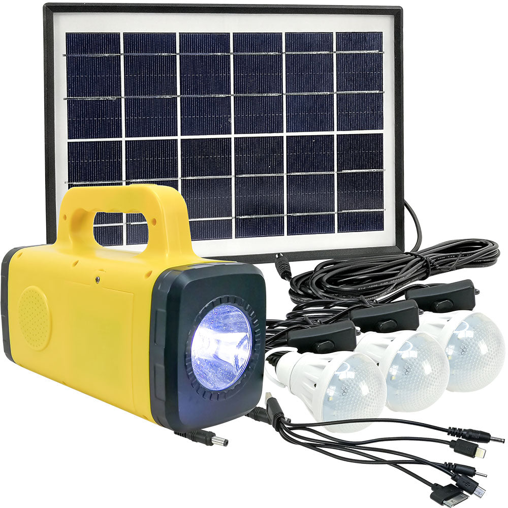 Kit Solar Portatil Panel + 3 Lamparas Led Bateria Carga Usb