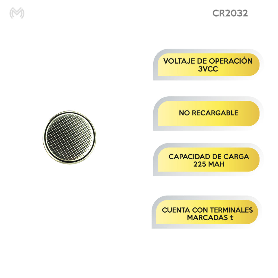 Batería de Litio Tipo Botón CR2032 3V