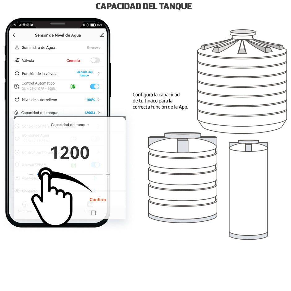 Sensor Medidor Inteligente de Nivel de Agua WiFi para Tinacos y Cisternas Compatible con Alexa| IOT-WATERP