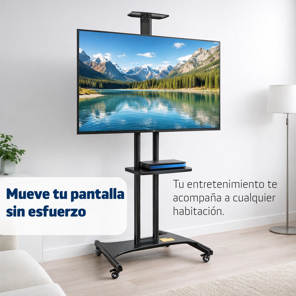 Soporte Móvil de Piso para Pantallas con Repisa