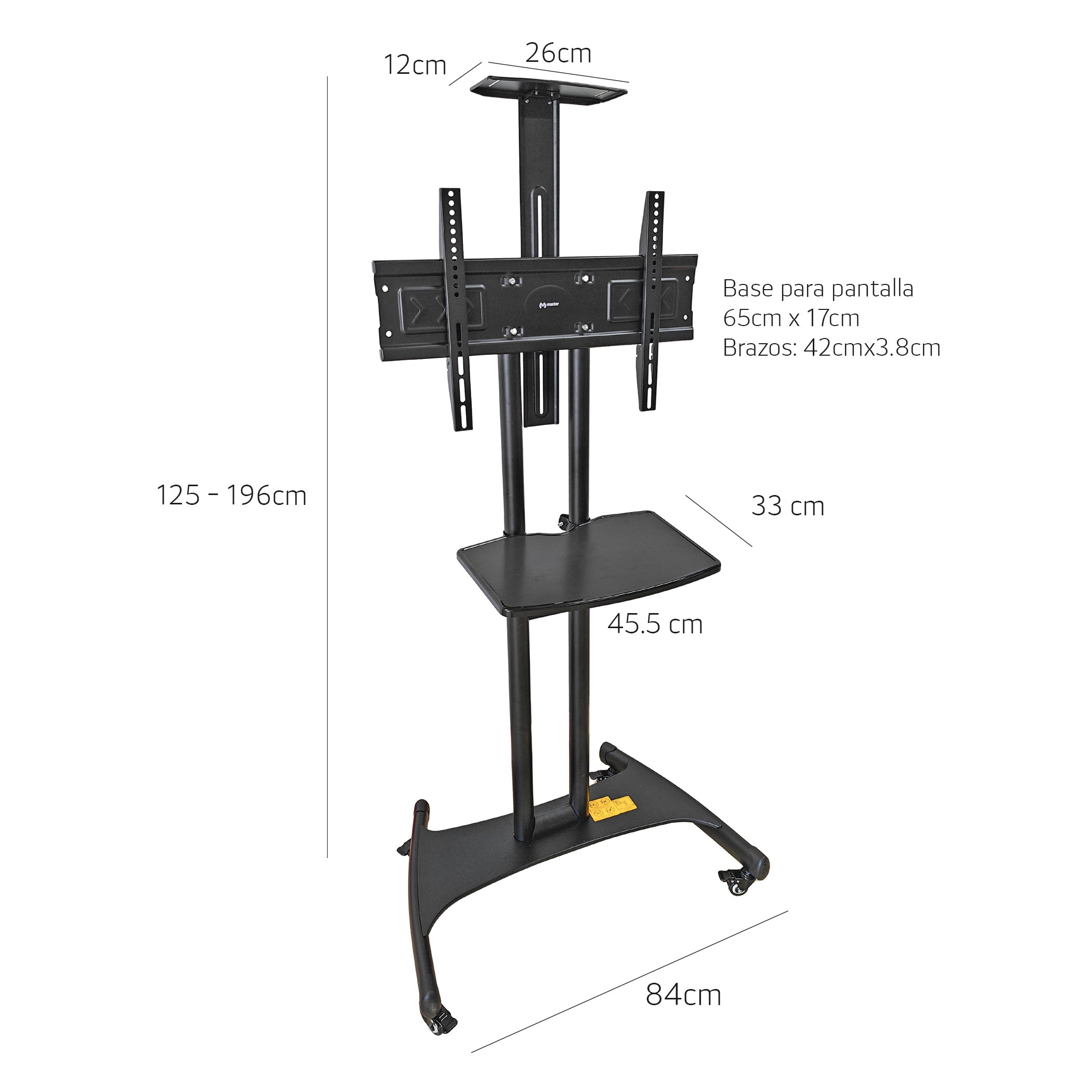 Soporte Móvil de Piso para Pantallas con Repisa HO-LCDVD-STAND