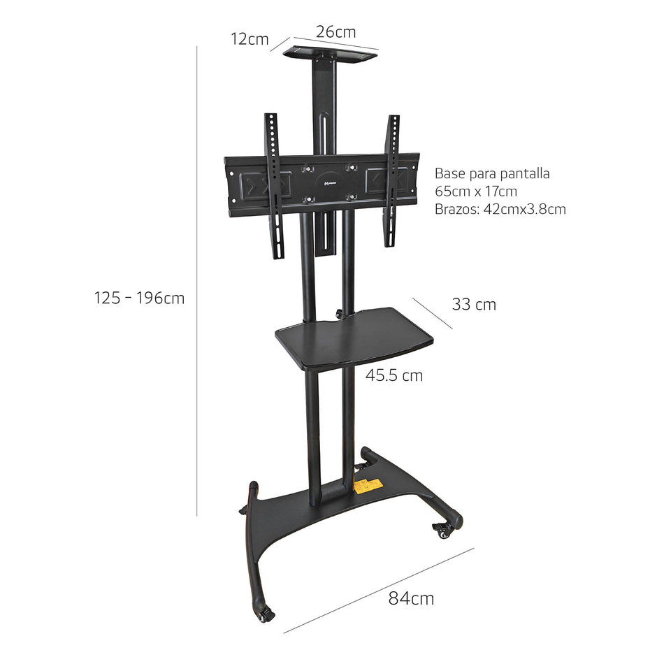 Soporte Móvil de Piso para Pantallas con Repisa HO-LCDVD-STAND