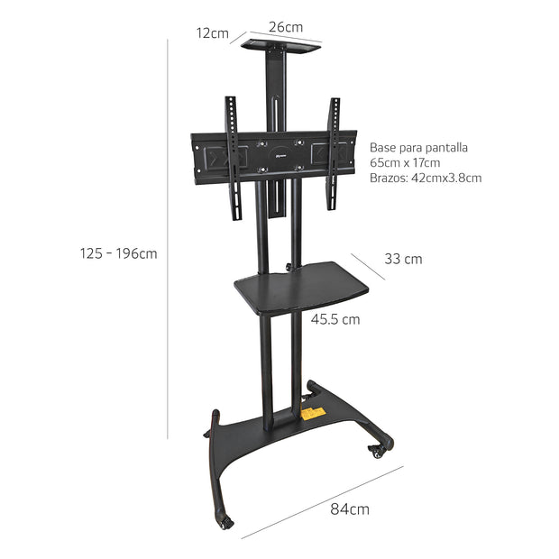 Soporte Móvil de Piso para Pantallas con Repisa HO-LCDVD-STAND