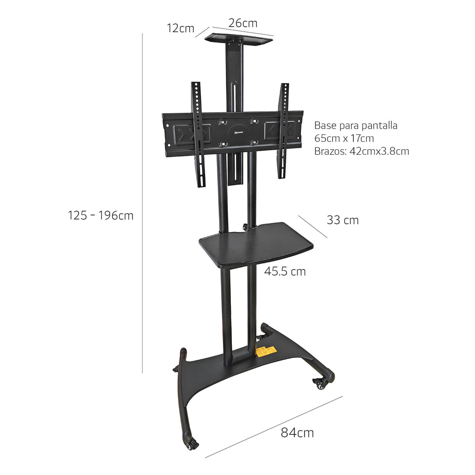 Soporte Móvil de Piso para Pantallas con Repisa