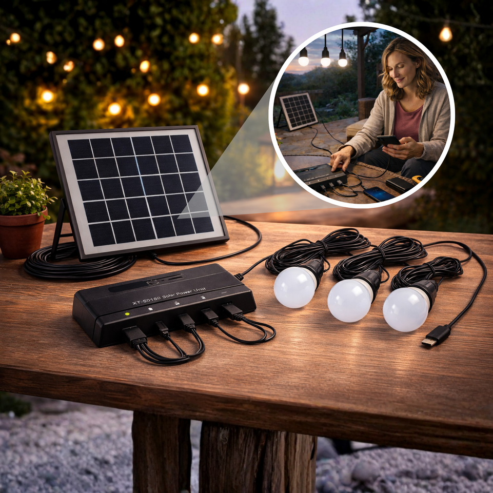 KIT CELDA SOLAR 5W 2 FOCOS | MP-KIT5W