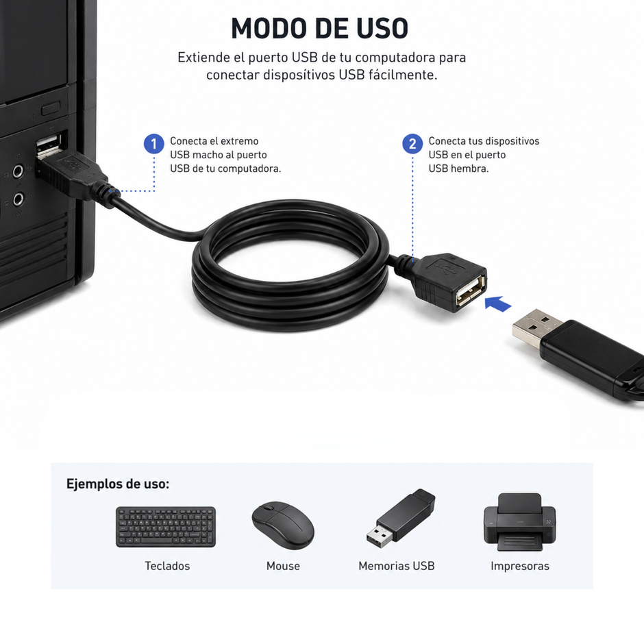 Extensión para cable USB tipo 