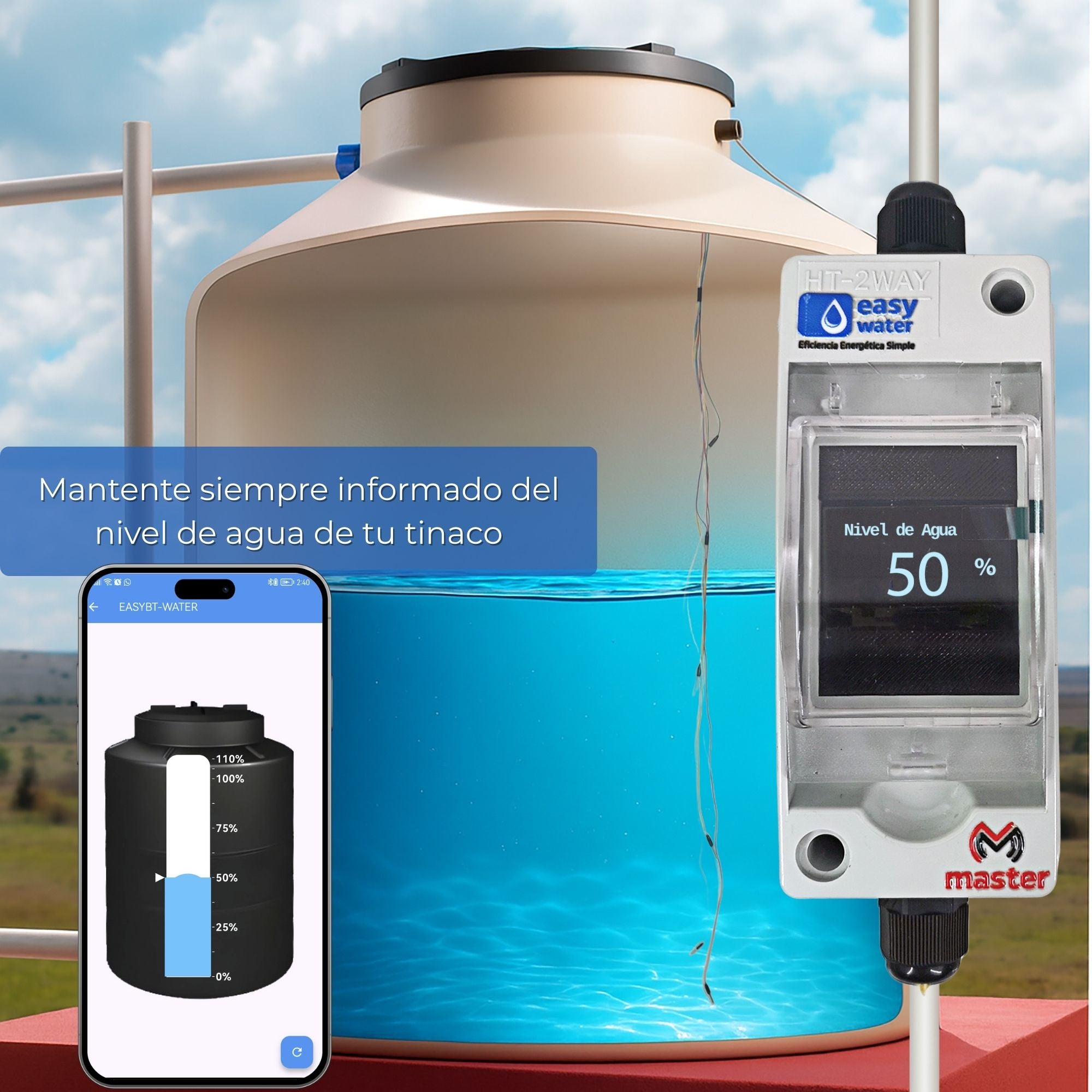 Sensor Medidor de Nivel de Agua para Tinaco o Cisterna Analógico Bluetooth | EASY-WATER