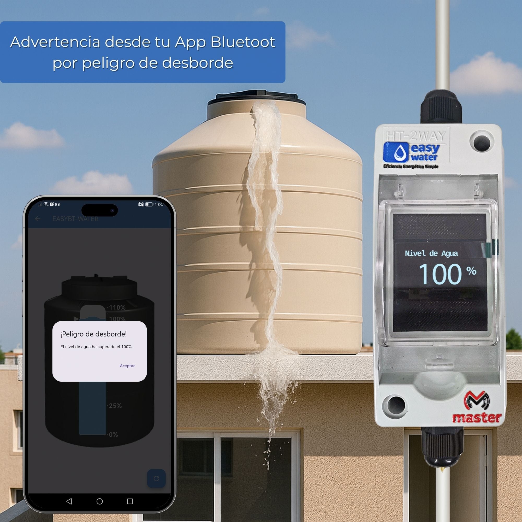 Sensor Medidor de Nivel de Agua para Tinaco o Cisterna Analógico Bluetooth | EASY-WATER