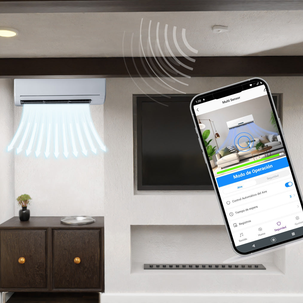 Controlador de Ambiente Inteligente 7 en 1 Sensor Medidor de Humo, CO, Gas, Movimiento, Sonido e Infrarrojo | IOT-CONTROL7