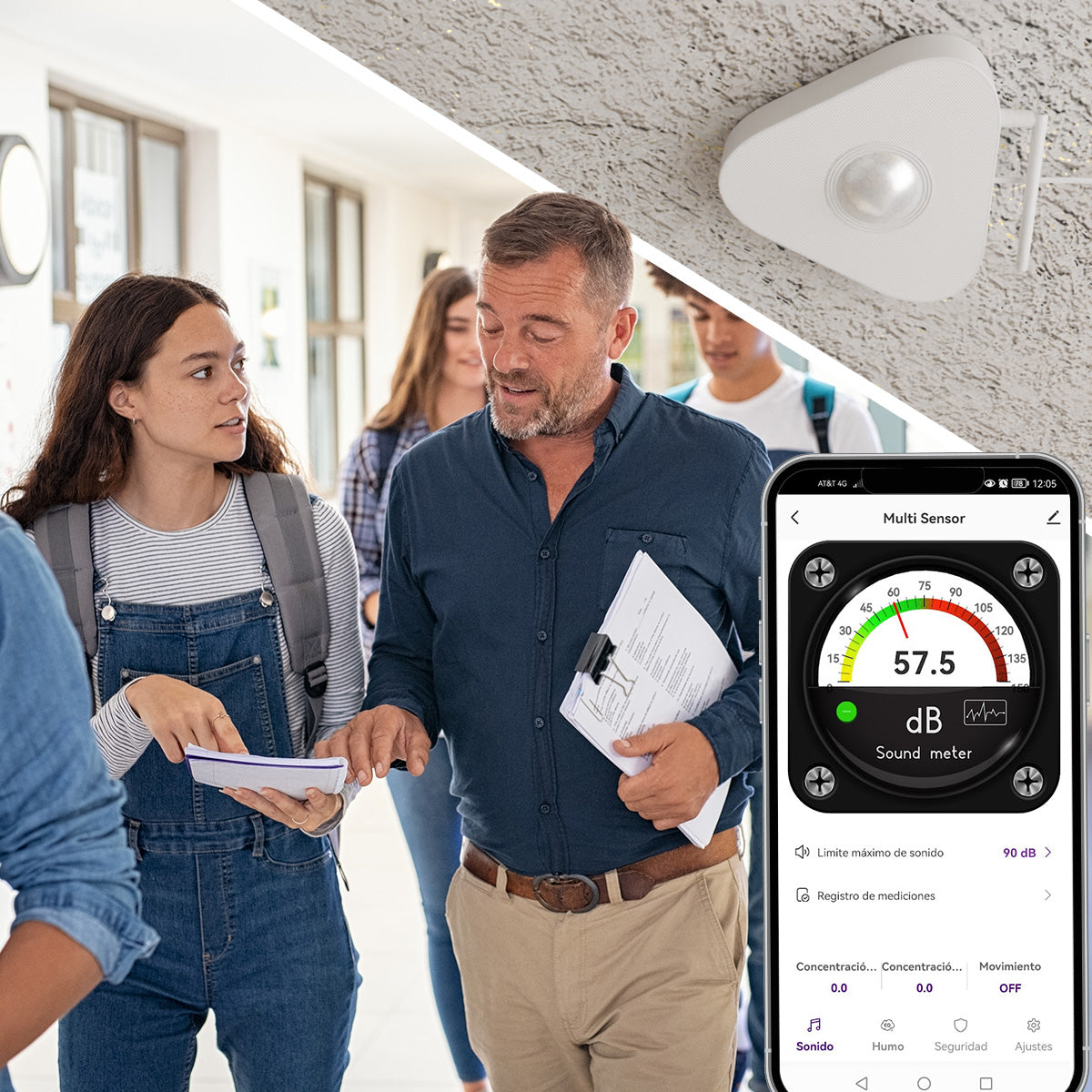 Controlador de Ambiente Inteligente 7 en 1 Sensor Medidor de Humo, CO, Gas, Movimiento, Sonido e Infrarrojo | IOT-CONTROL7
