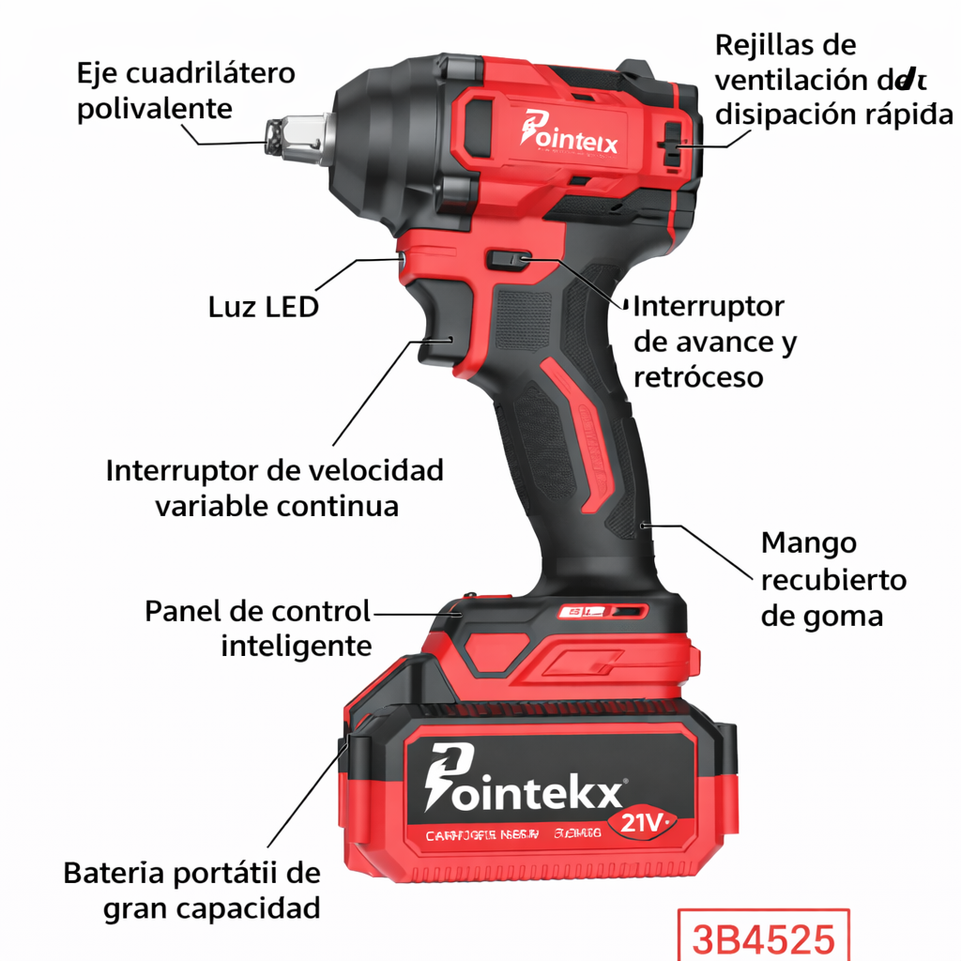 Llave de Impacto Inalámbrica 450N 21V Alta Potencia | 3B4525
