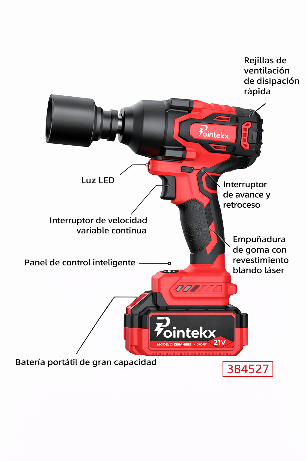 Llave Impacto Inalámbrica 1000N 21V Motor | 3B4527