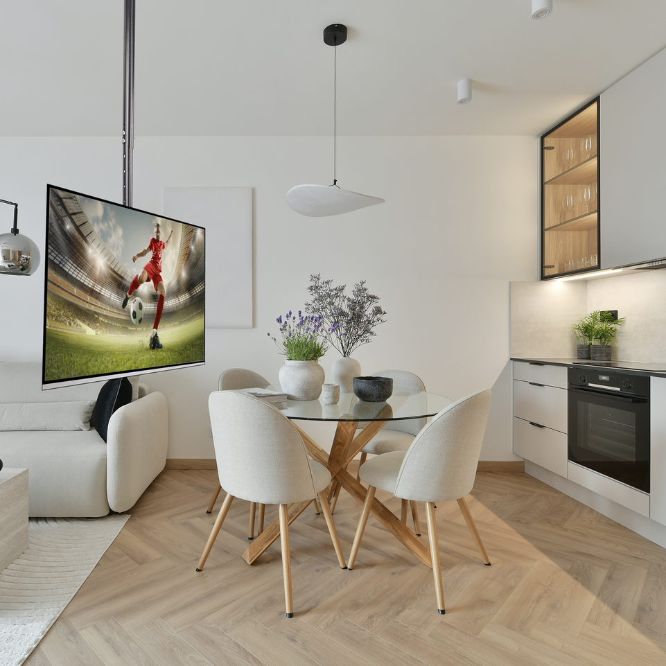 Soporte de Techo para TV y Pantallas 42”–80” | VESA 100x100–420x600, Altura Ajustable | HO-ROOF42-80