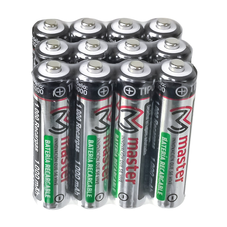 Baterías Recargables AAA 1000mAh – Pack con 12 Piezas