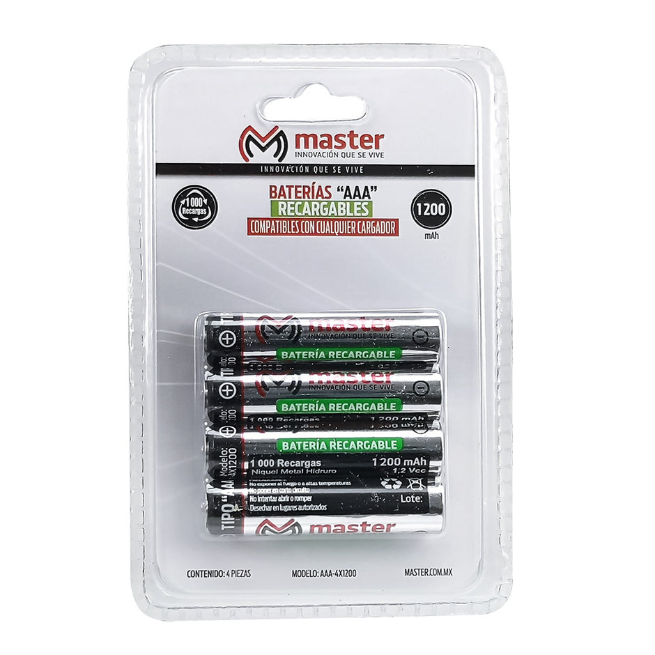 Baterías Recargables AAA 1200mAh NiMH – Pack con 4 Piezas
